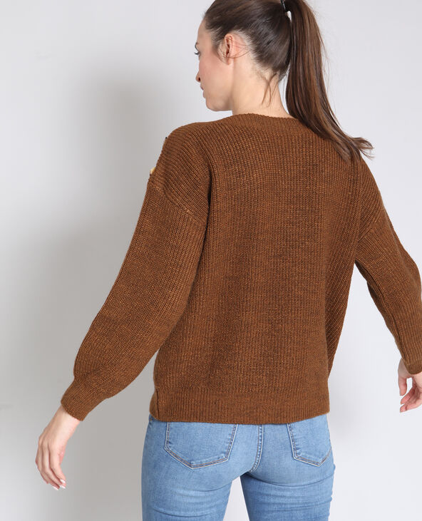 Pull à boutons camel - Pimkie