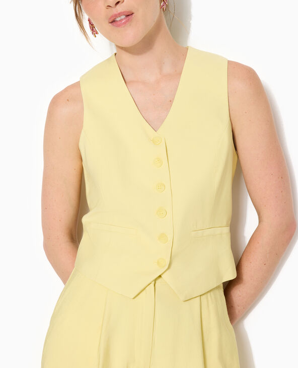 Gilet barman en tissu fluide jaune - Pimkie