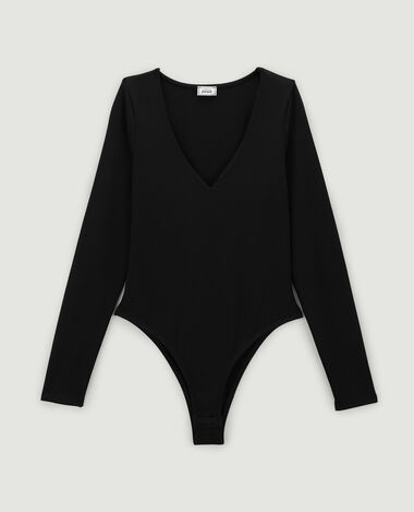 Body manches longues col V noir - Pimkie