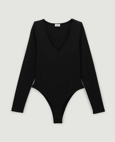 Body manches longues col V noir - Pimkie