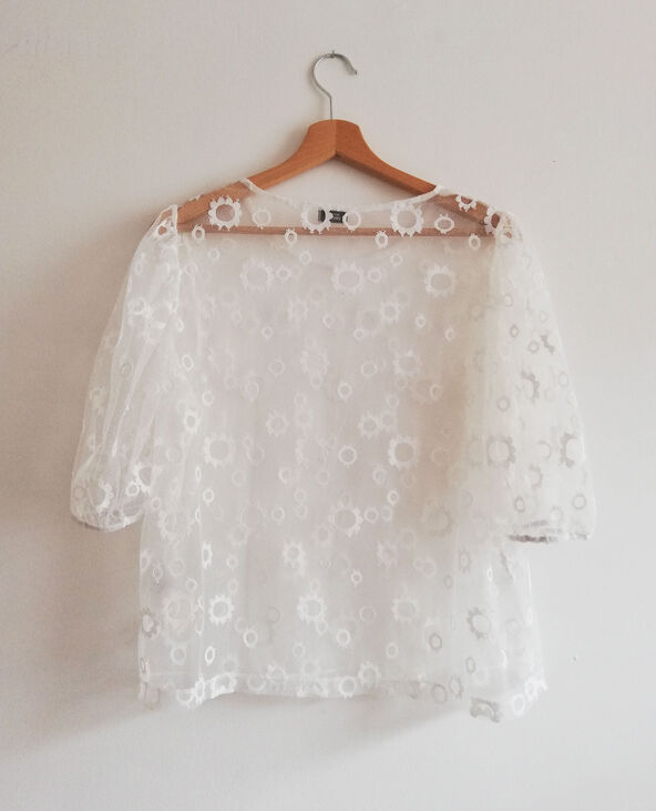 Top en organza blanc - Pimkie