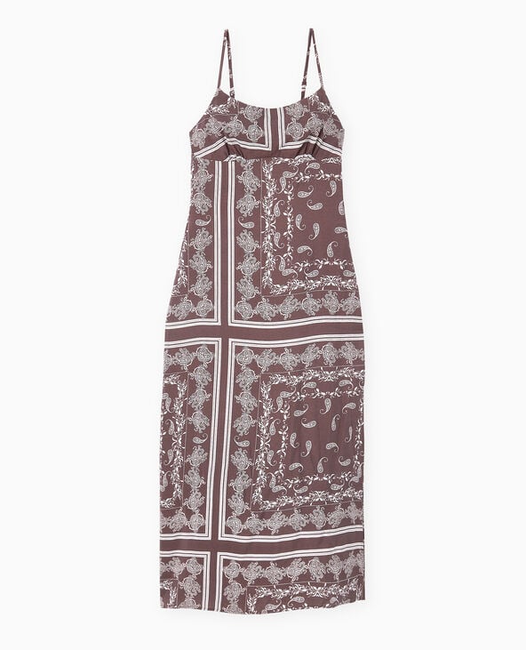 Robe longue forme empire motif bandana marron - Pimkie