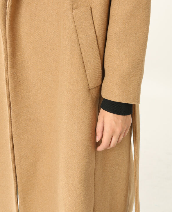 Long manteau drap de laine camel - Pimkie