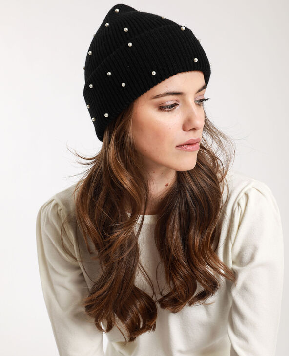 Bonnet à perles noir - Pimkie