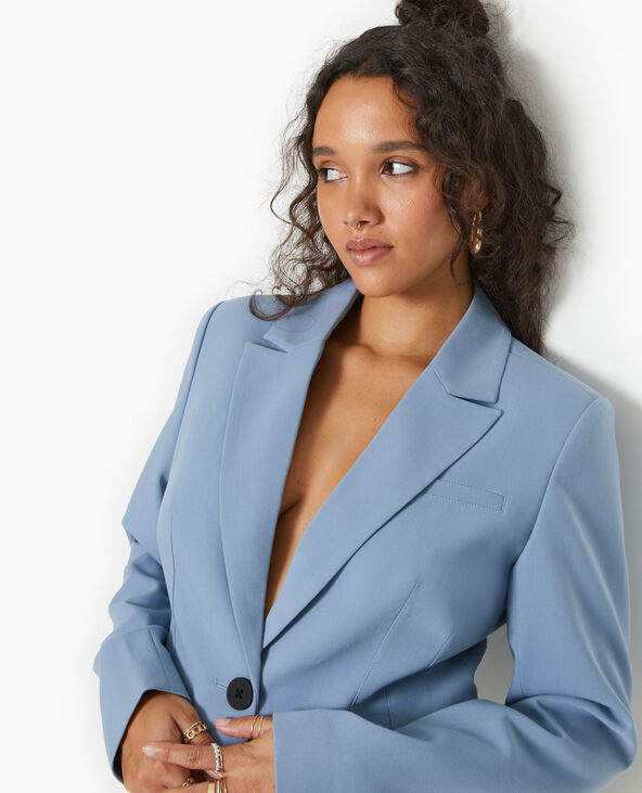 Veste blazer courte avec pinces bleu - Pimkie