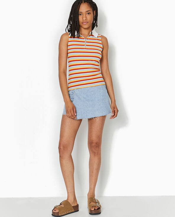 Top zippé sans manches avec col polo bleu - Pimkie