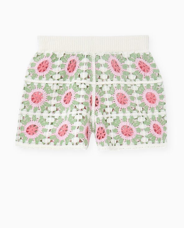 Short en maille crochet effet granny square rose - Pimkie