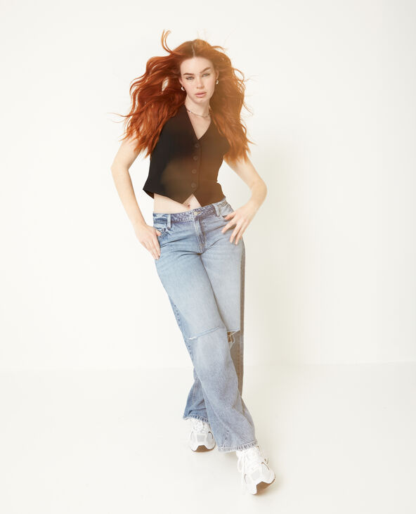 Jean baggy destroy taille regular bleu foncé - Pimkie
