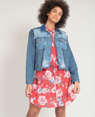 Veste en jean destroy bleu - Pimkie