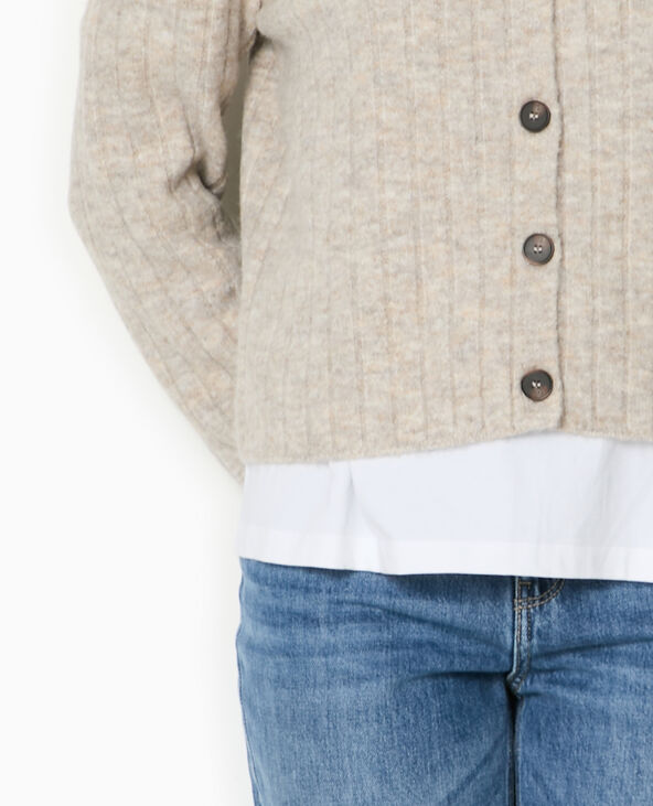 Gilet en maille côtes plates beige - Pimkie