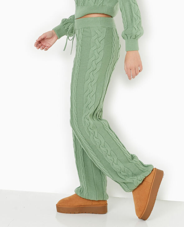 Pantalon droit en maille torsadée vert - Pimkie