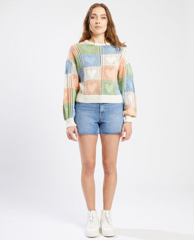 Pull maille fantaisie cœurs blanc - Pimkie