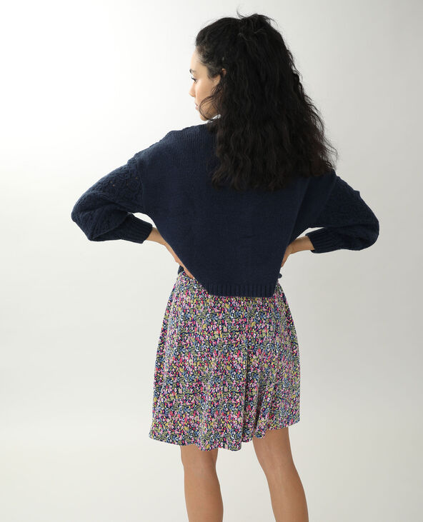 Gilet maille fantaisie bleu marine - Pimkie