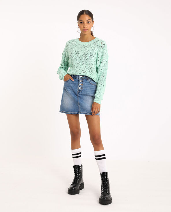 Pull en maille fantaisie vert clair - Pimkie