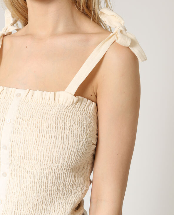 Crop top smocké écru - Pimkie
