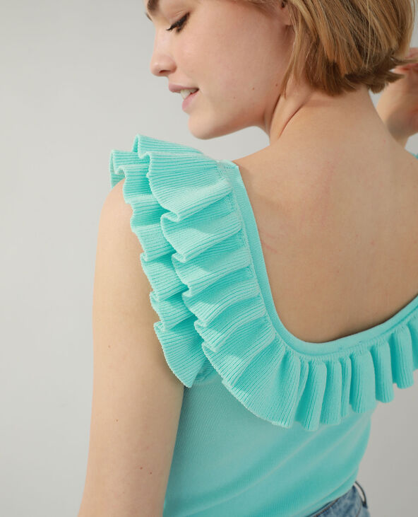 Top volanté bleu turquoise - Pimkie