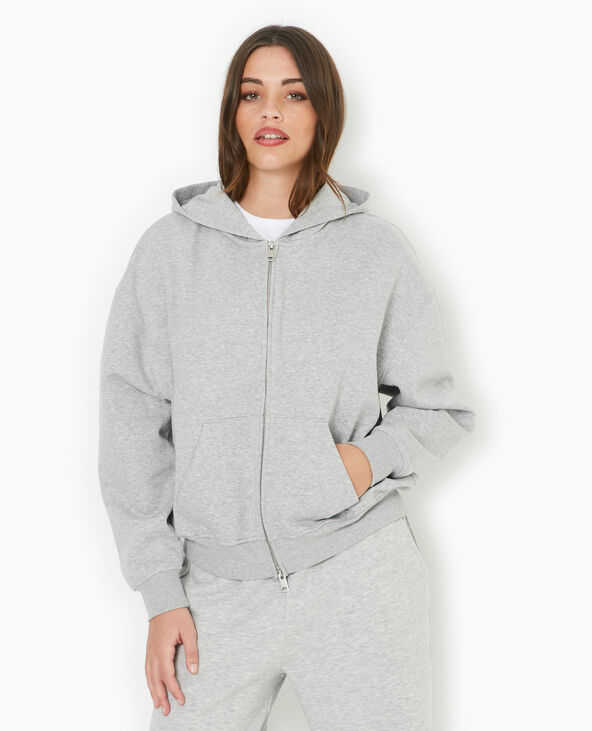 Sweat zippé avec capuche gris chiné - Pimkie