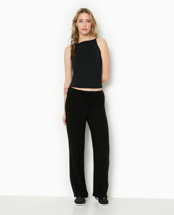 Pantalon large et droit avec taille élastiquée noir - Pimkie