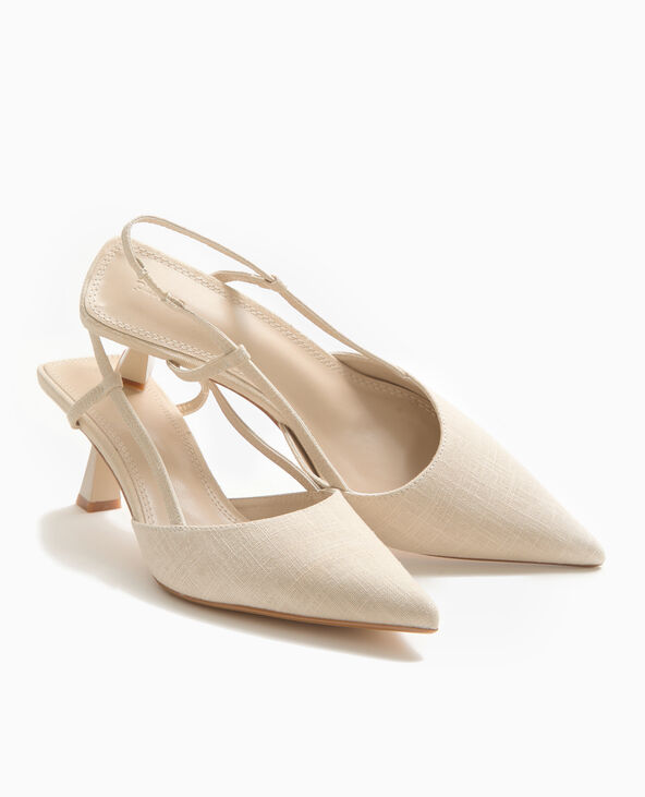 Escarpins ouverts bouts pointus et talons bobines beige - Pimkie