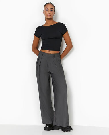Pantalon Femme : Été, Taille Haute, Noir, Blanc, Beige