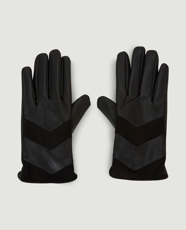 Paire de gants bi-matière noir - Pimkie