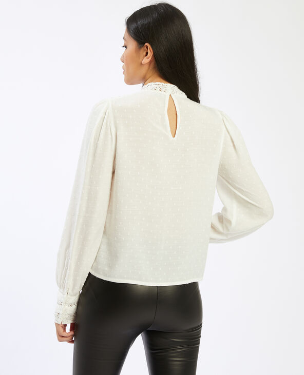 Blouse victorienne plumetis blanc - Pimkie