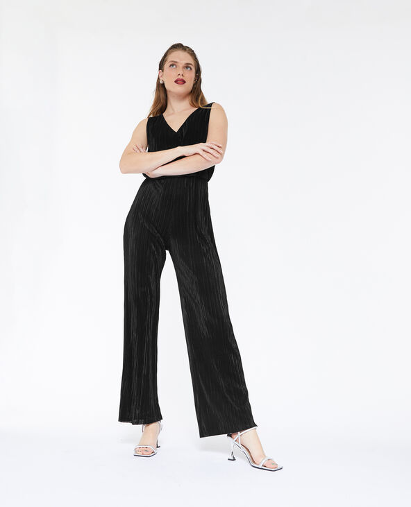 Combipantalon en tissu plissé noir - Pimkie