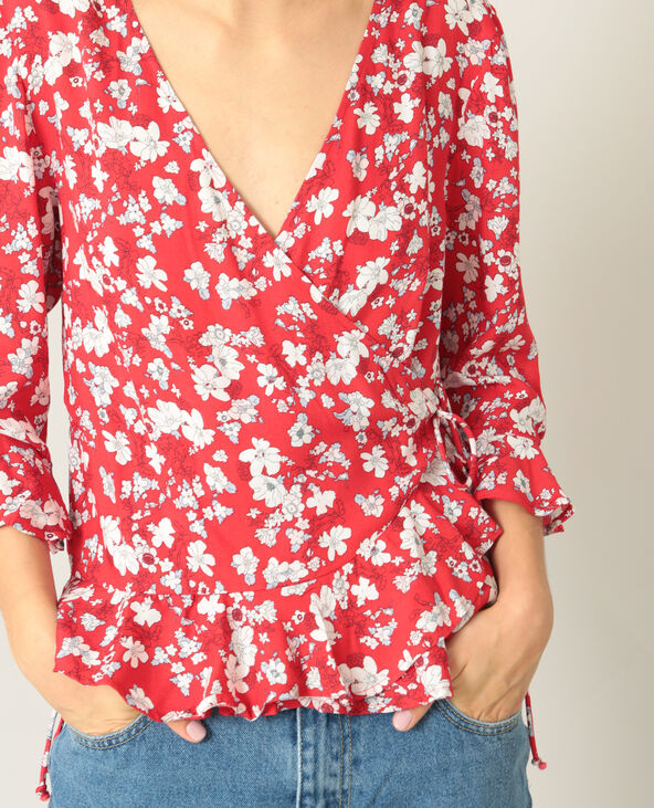 Blouse cache-cœur rouge - Pimkie