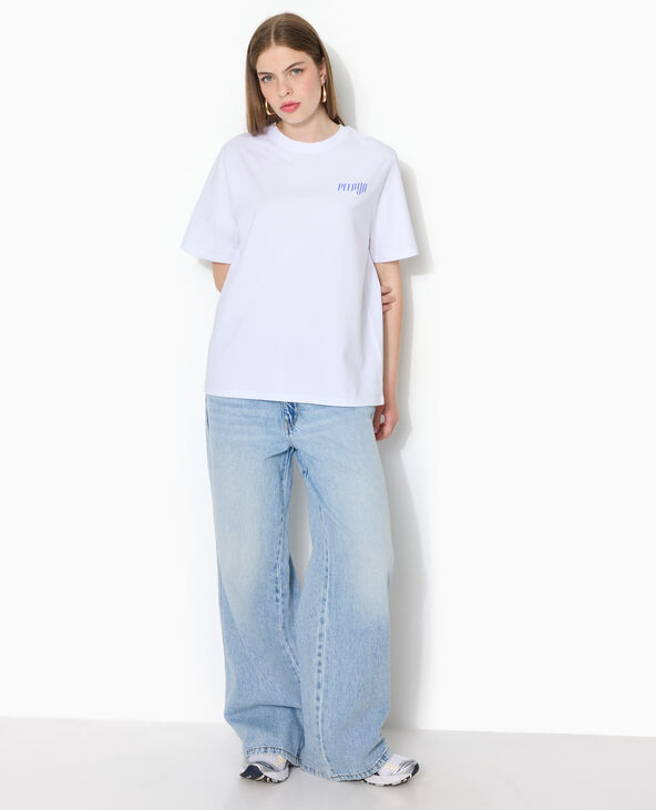 T-shirt oversize avec print poitrine et dos blanc - Pimkie