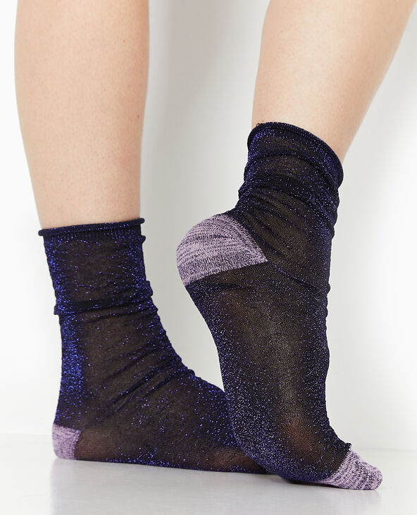 Chaussettes avec fils lurex bleu turquoise - Pimkie