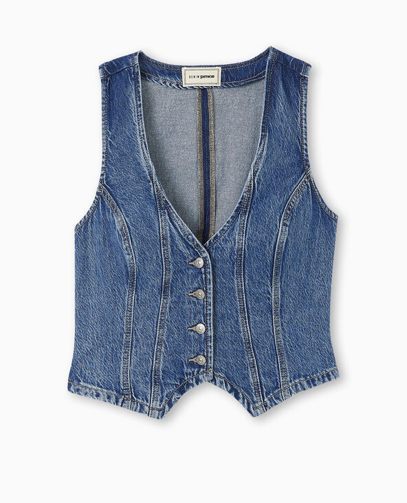 Gilet de barman en jean bleu - Pimkie