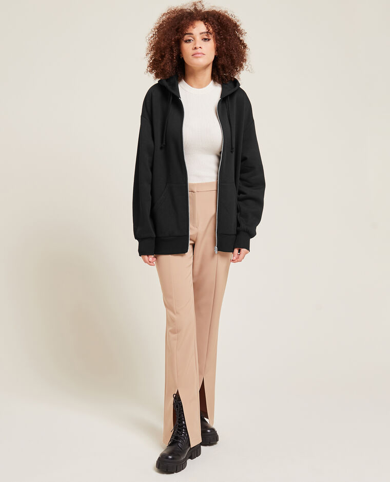 Sweat zippé oversize avec capuche noir - Pimkie