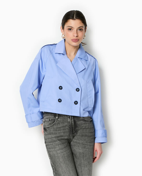 Trench court en toile bleu - Pimkie