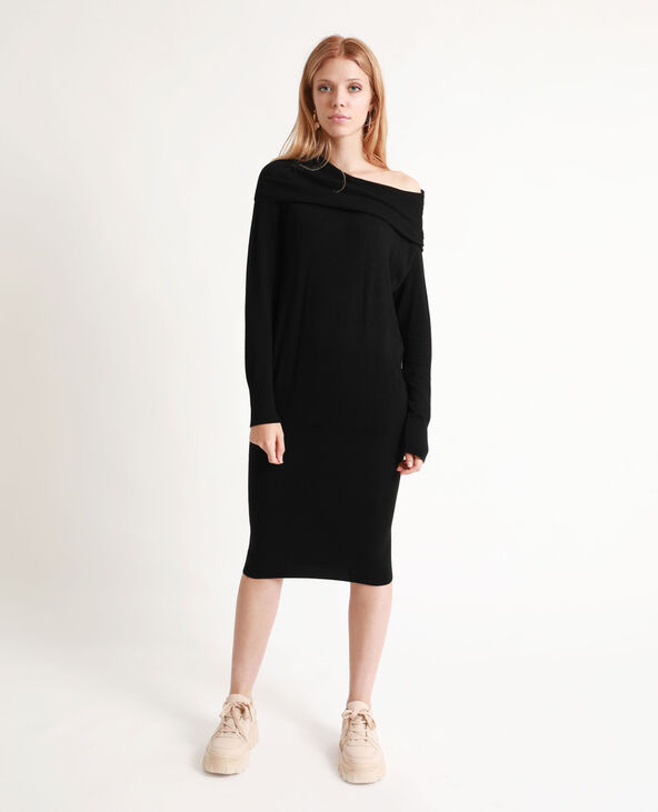 Robe pull à col châle noir - Pimkie
