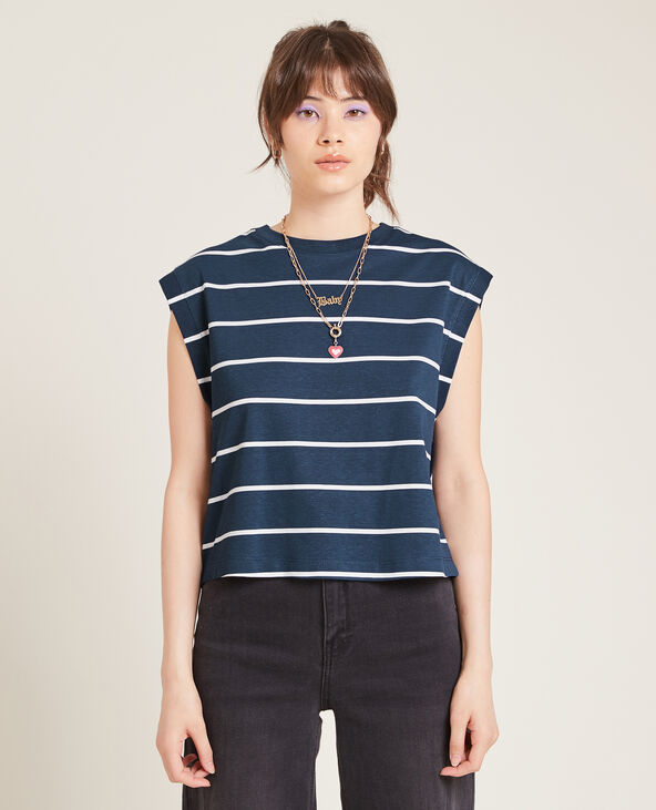 T-shirt sans manches bleu marine - Pimkie