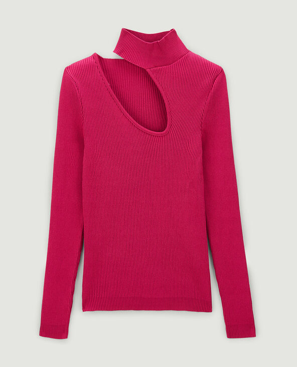 Top maille côtelée avec découpe rose fuchsia - Pimkie