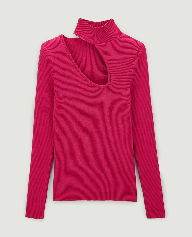 Top maille côtelée avec découpe rose fuchsia - Pimkie