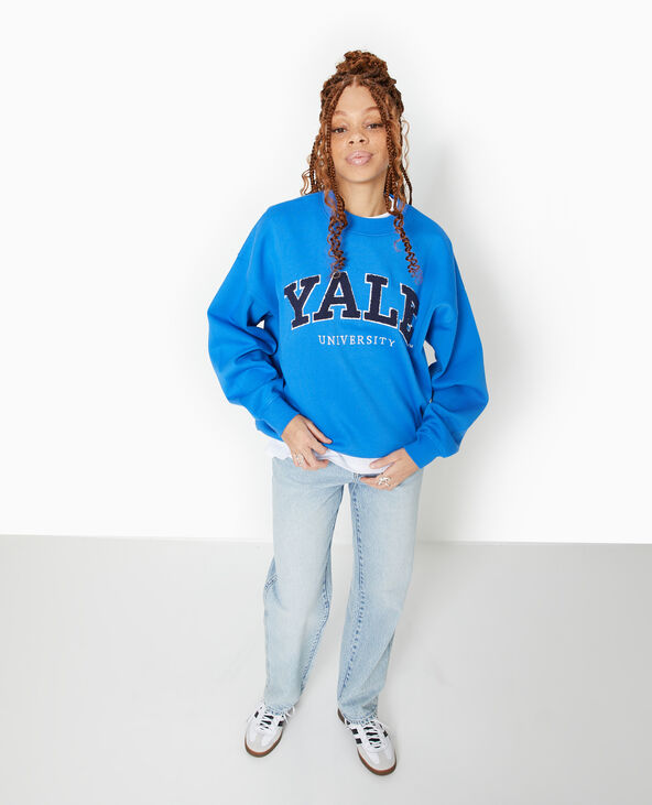 Sweat oversize avec transfert bouclette YALE bleu électrique - Pimkie