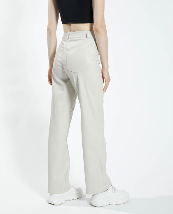 Pantalon droit en simili cuir écru - Pimkie