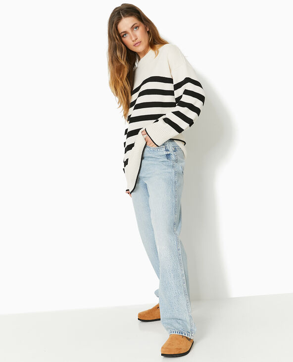 Pull rayé col rond blanc - Pimkie