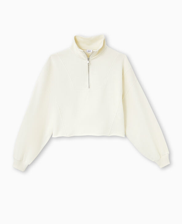 Sweat zippé cropped blanc - Pimkie