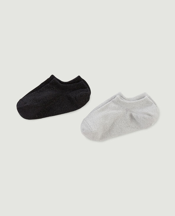 Lot de 2 paires de chaussettes invisibles lurex noir - Pimkie