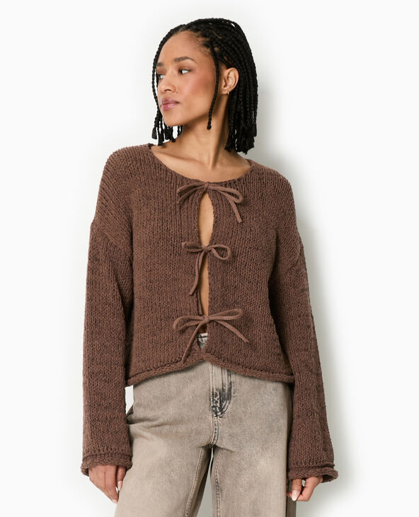 Gilet court avec nouettes devant marron - Pimkie