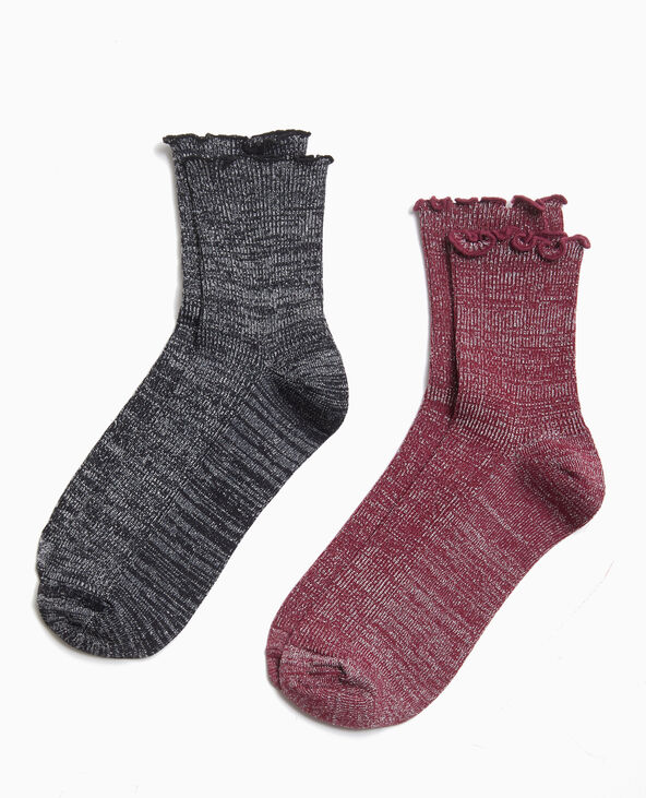 Lot de 2 paires de chaussettes avec lurex marron - Pimkie