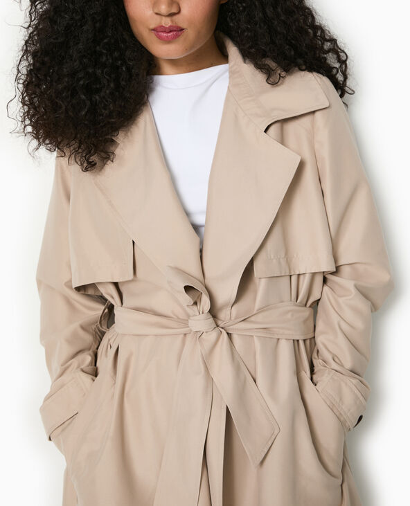 Trench long et fluide avec ceinture écru - Pimkie