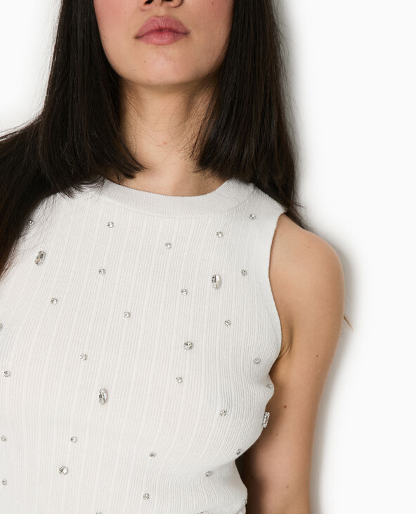 Top sans manches en maille avec strass blanc - Pimkie