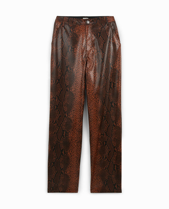 Pantalon droit en simili effet python marron - Pimkie