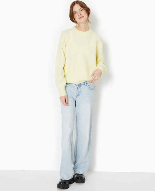 Pull oversize col rond manches raglan Jaune pâle - Pimkie