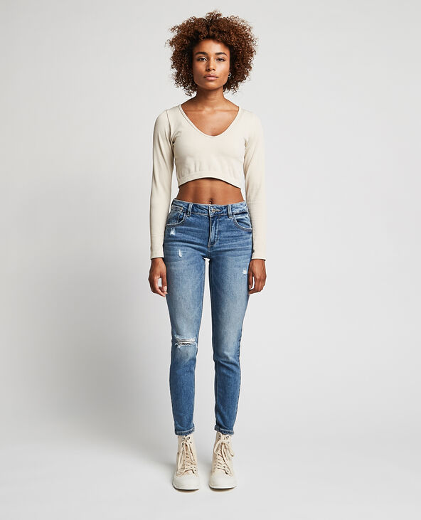 Jean skinny taille basse trashé bleu - Pimkie