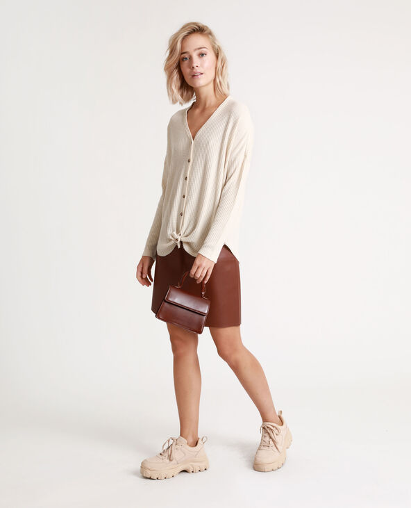 Jupe en faux cuir marron - Pimkie
